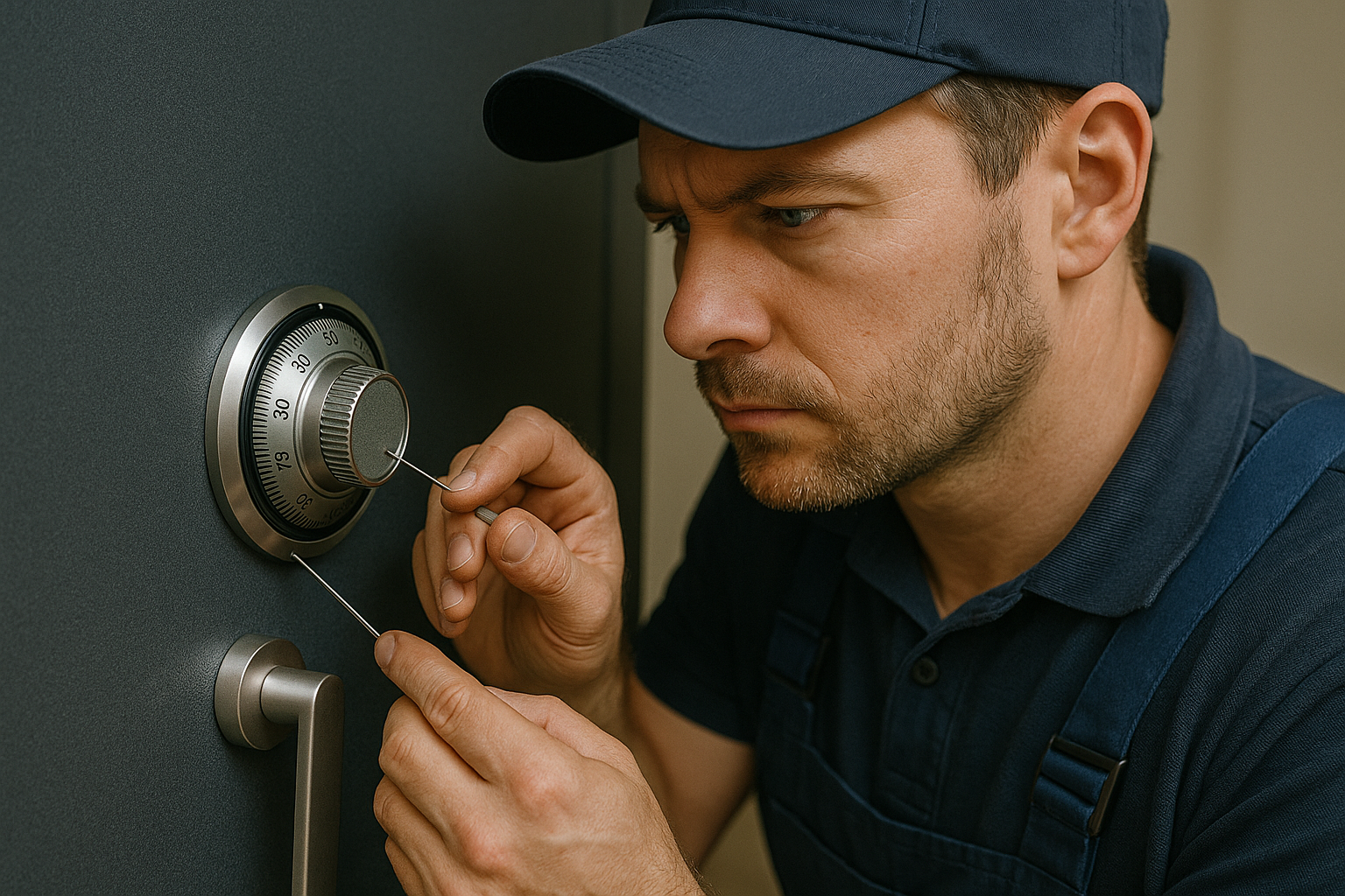 Mann öffnet Tresor – professionelle Tresoröffnung in Solingen